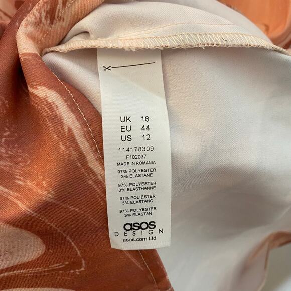 ASOS DESIGN Structured Pink Swirl Print Maxi Dress Seam Detail Size 12 - Picture 6 of 8